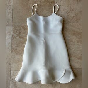 White Scuba Camisole Dress with Flared Hem
